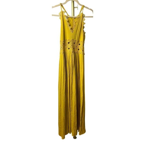 Lulu's This is Love Mustard Yellow Lace Maxi Dress Sz. XS - Picture 3 of 8